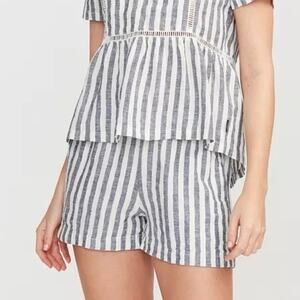 HOLEBROOK Solina Striped Linen Shorts Navy Blue Large L